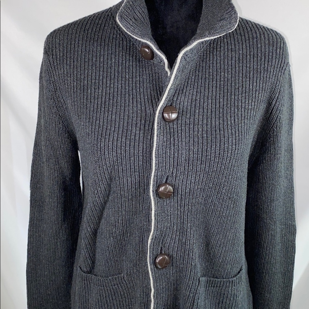 Nautica Gray Cardigan Sweater Mock Neck Button Up Small - Picture 3 of 9